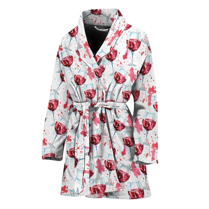 Splash Wine Pattern Print Women's Bathrobe