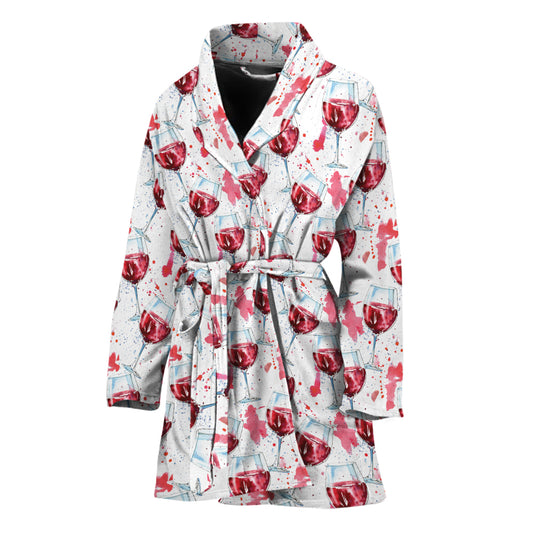 Splash Wine Pattern Print Women's Bathrobe