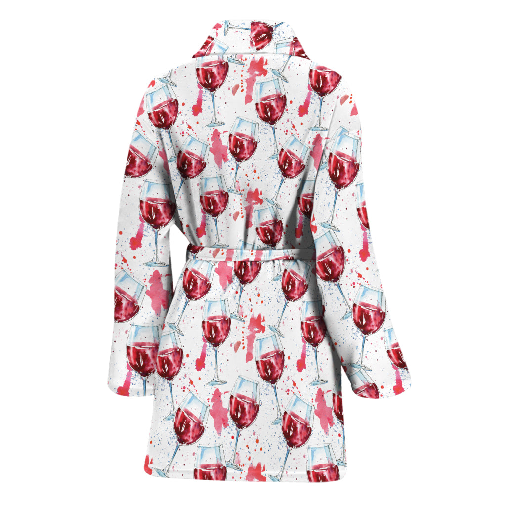 Splash Wine Pattern Print Women's Bathrobe