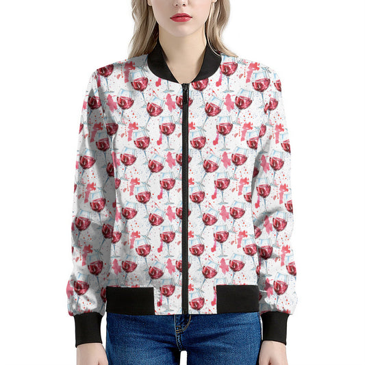 Splash Wine Pattern Print Women's Bomber Jacket
