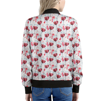 Splash Wine Pattern Print Women's Bomber Jacket