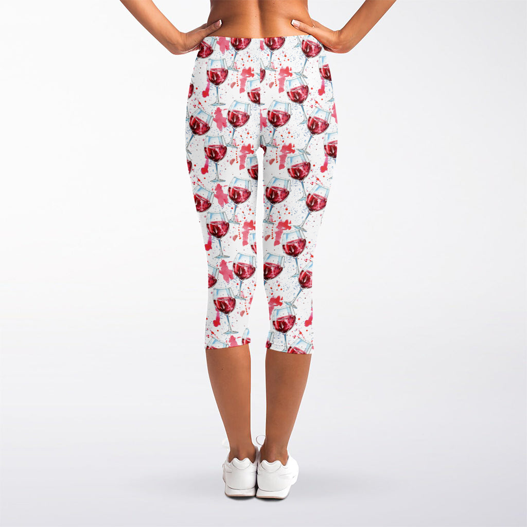 Splash Wine Pattern Print Women's Capri Leggings