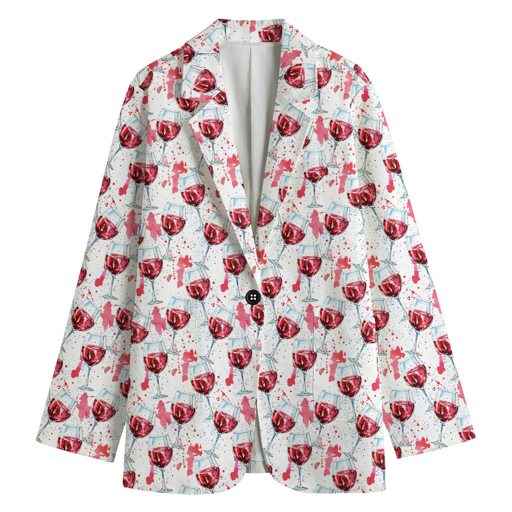 Splash Wine Pattern Print Women's Cotton Blazer