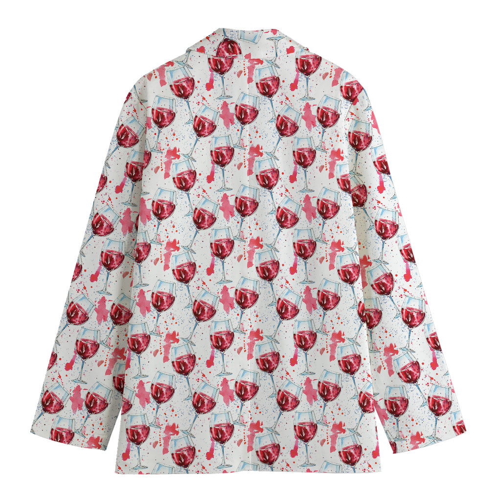 Splash Wine Pattern Print Women's Cotton Blazer