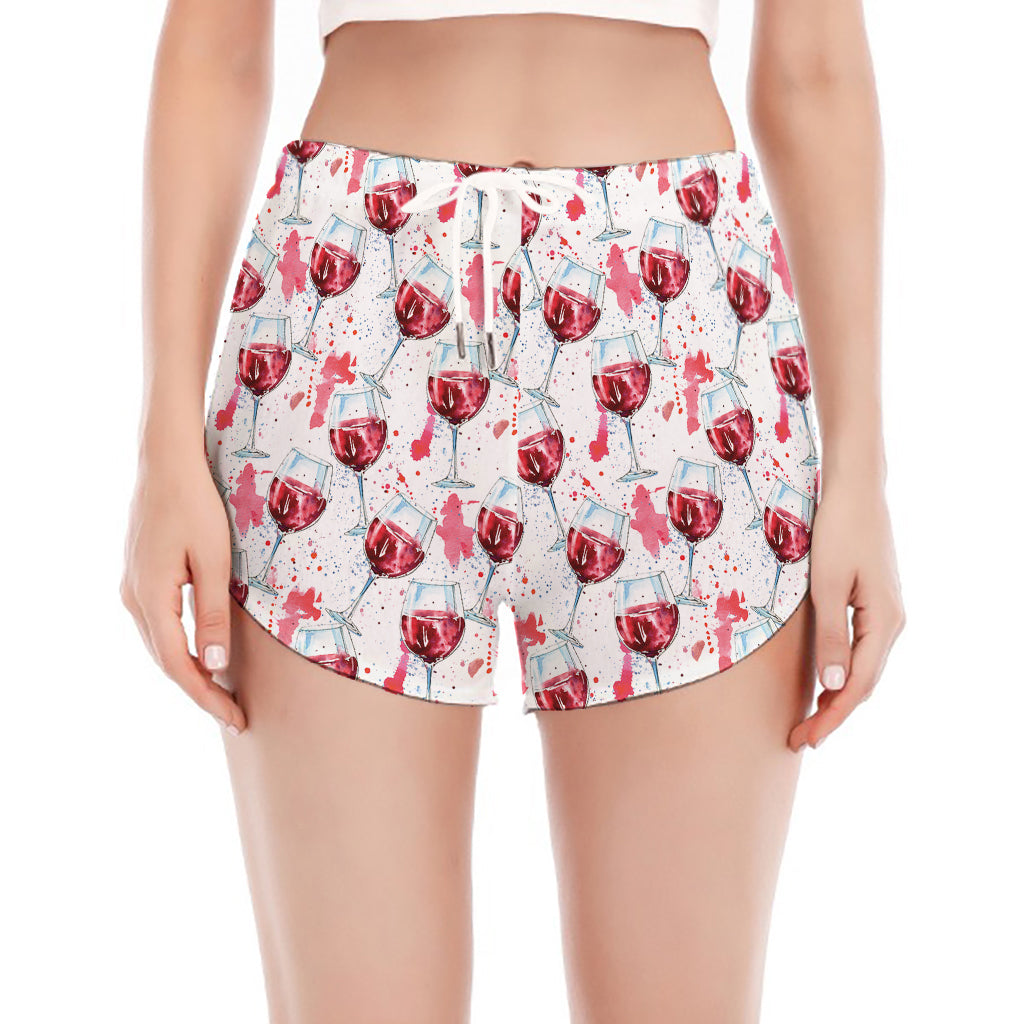 Splash Wine Pattern Print Women's Split Running Shorts