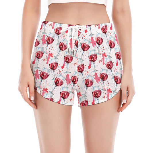Splash Wine Pattern Print Women's Split Running Shorts