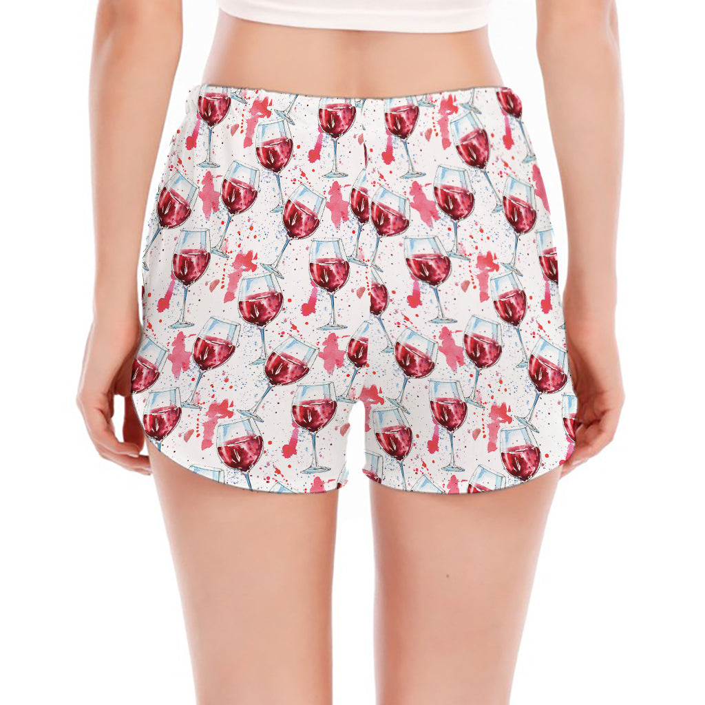 Splash Wine Pattern Print Women's Split Running Shorts