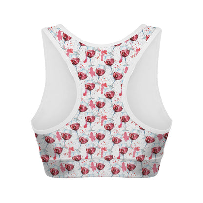 Splash Wine Pattern Print Women's Sports Bra