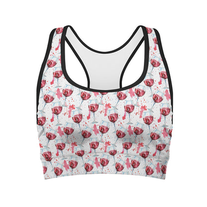 Splash Wine Pattern Print Women's Sports Bra