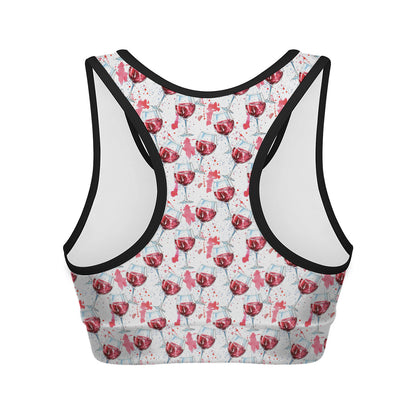Splash Wine Pattern Print Women's Sports Bra