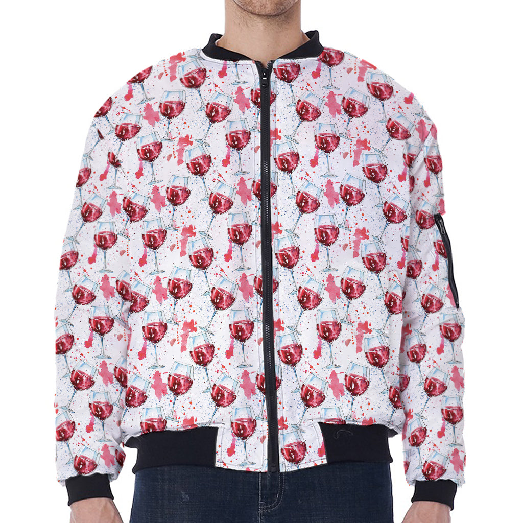 Splash Wine Pattern Print Zip Sleeve Bomber Jacket