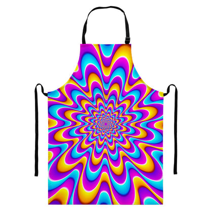 Splashing Colors Moving Optical Illusion Bib Apron With Pocket