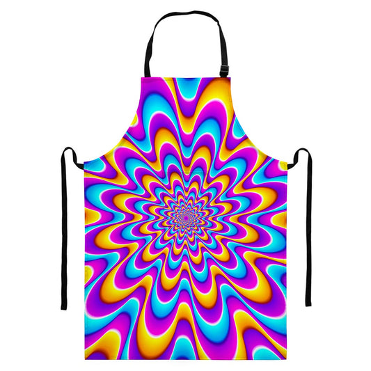 Splashing Colors Moving Optical Illusion Bib Apron With Pocket