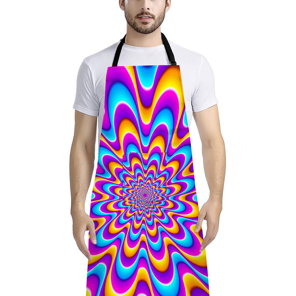 Splashing Colors Moving Optical Illusion Bib Apron With Pocket