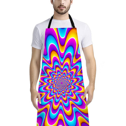 Splashing Colors Moving Optical Illusion Bib Apron With Pocket