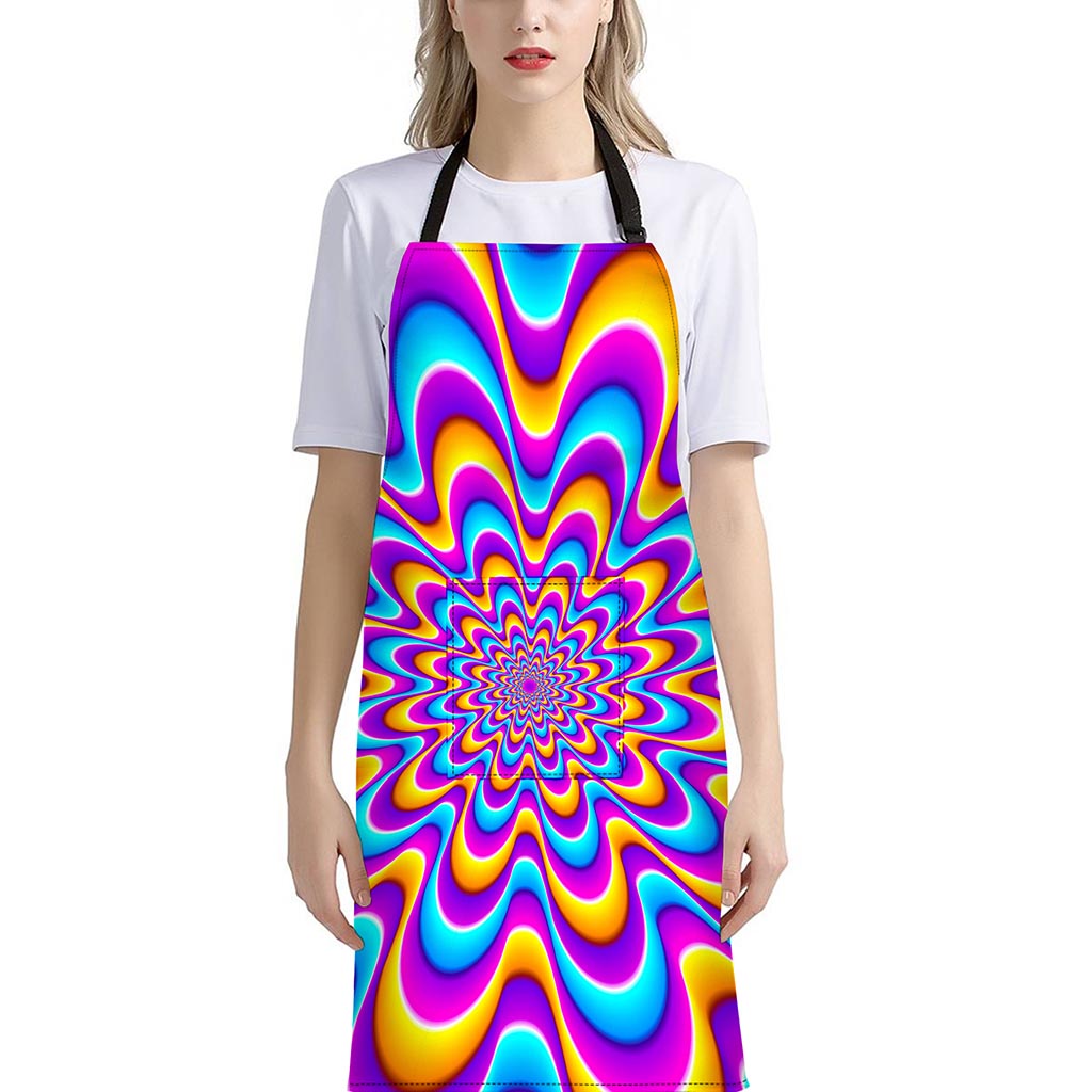 Splashing Colors Moving Optical Illusion Bib Apron With Pocket