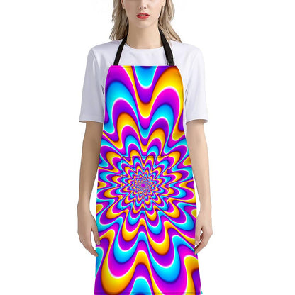 Splashing Colors Moving Optical Illusion Bib Apron With Pocket