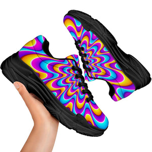 Splashing Colors Moving Optical Illusion Black Chunky Shoes