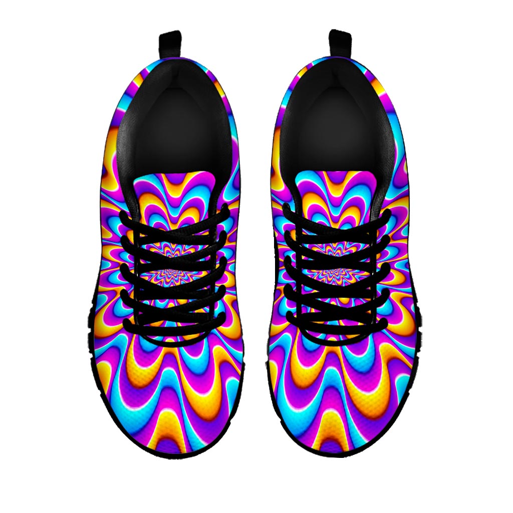 Splashing Colors Moving Optical Illusion Black Running Shoes