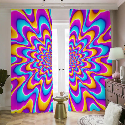 Splashing Colors Moving Optical Illusion Blackout Pencil Pleat Curtains