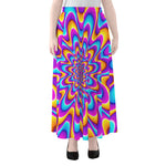 Splashing Colors Moving Optical Illusion Chiffon Maxi Skirt