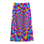 Splashing Colors Moving Optical Illusion Cotton Front Slit Maxi Skirt