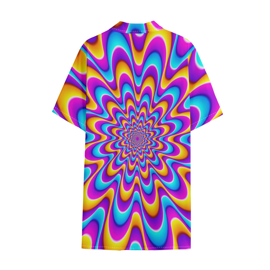 Splashing Colors Moving Optical Illusion Cotton Hawaiian Shirt