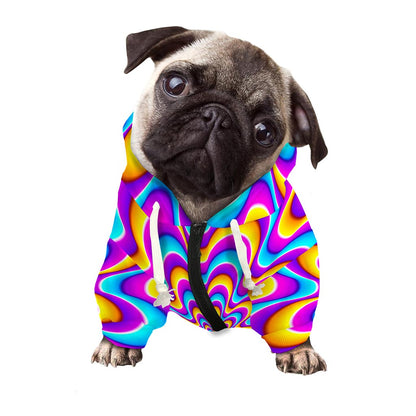 Splashing Colors Moving Optical Illusion Dog Zip Up Hoodie