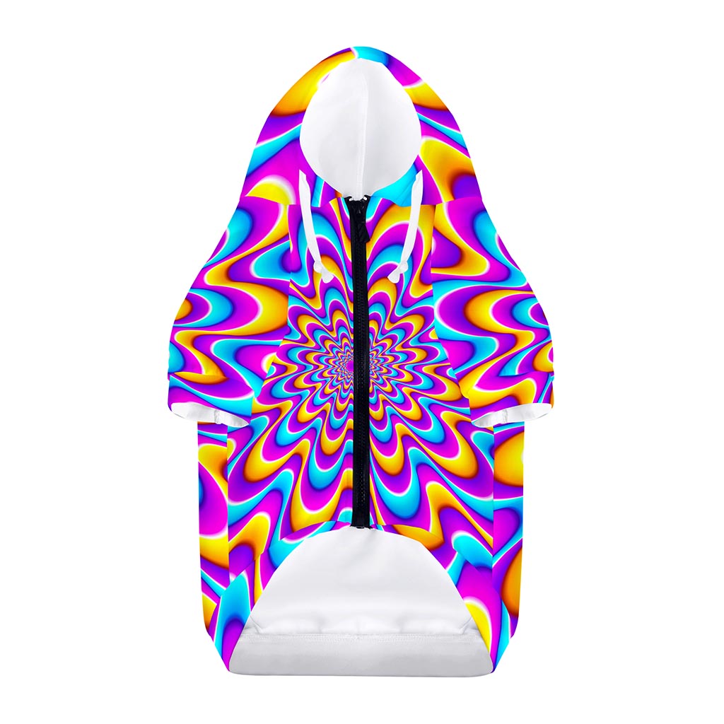 Splashing Colors Moving Optical Illusion Dog Zip Up Hoodie
