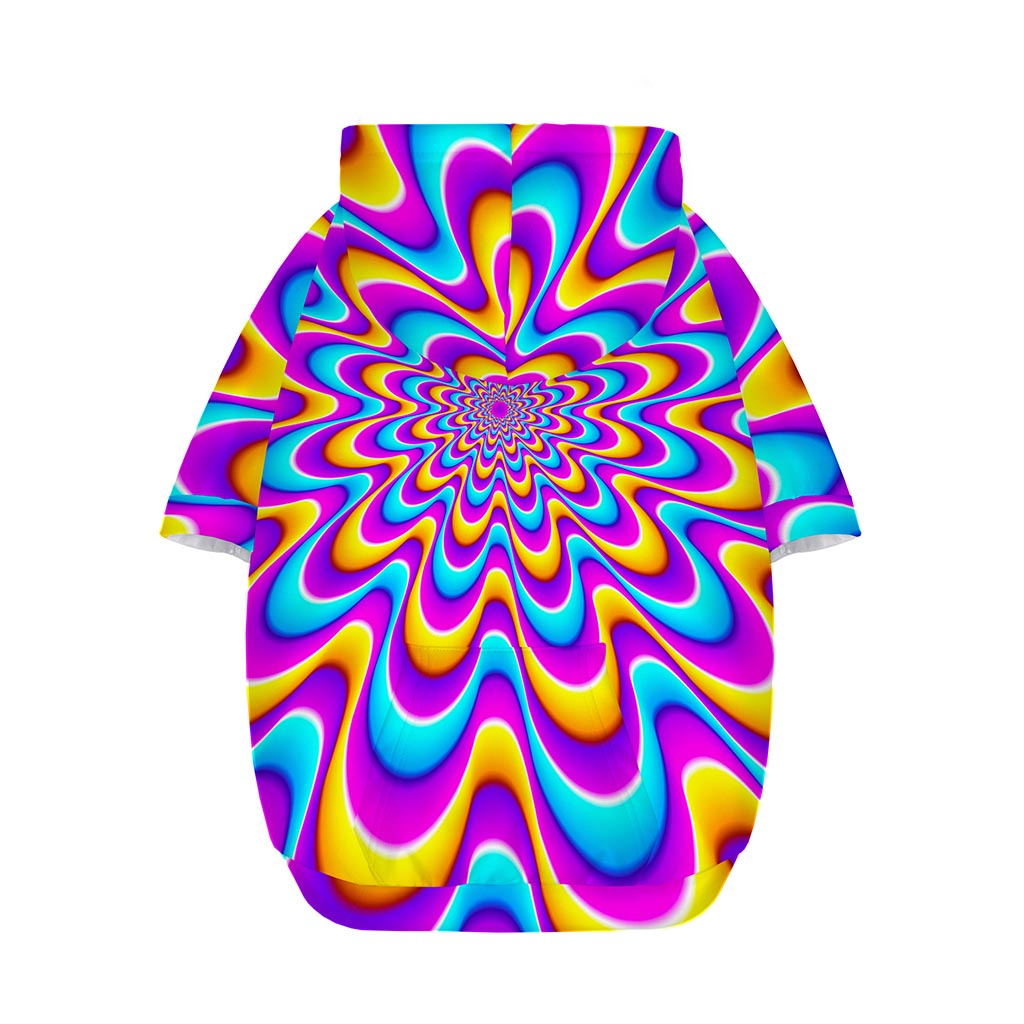 Splashing Colors Moving Optical Illusion Dog Zip Up Hoodie