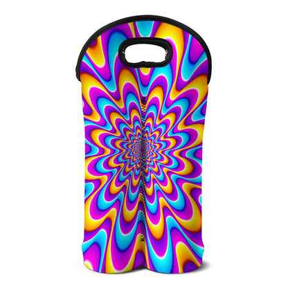 Splashing Colors Moving Optical Illusion Double Neoprene Wine Tote