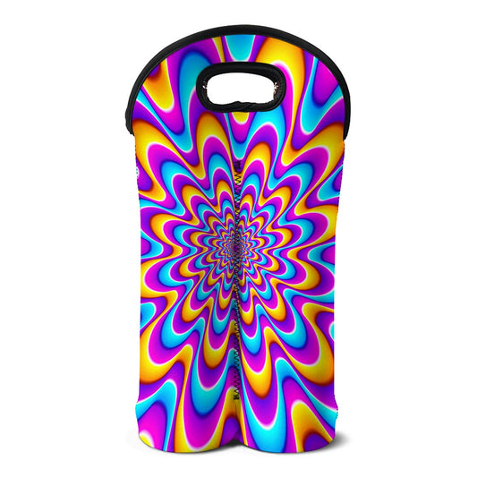 Splashing Colors Moving Optical Illusion Double Neoprene Wine Tote