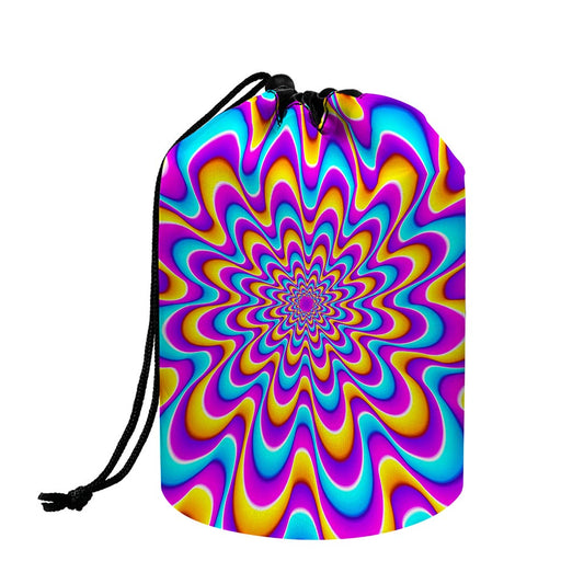 Splashing Colors Moving Optical Illusion Drawstring Makeup Bag