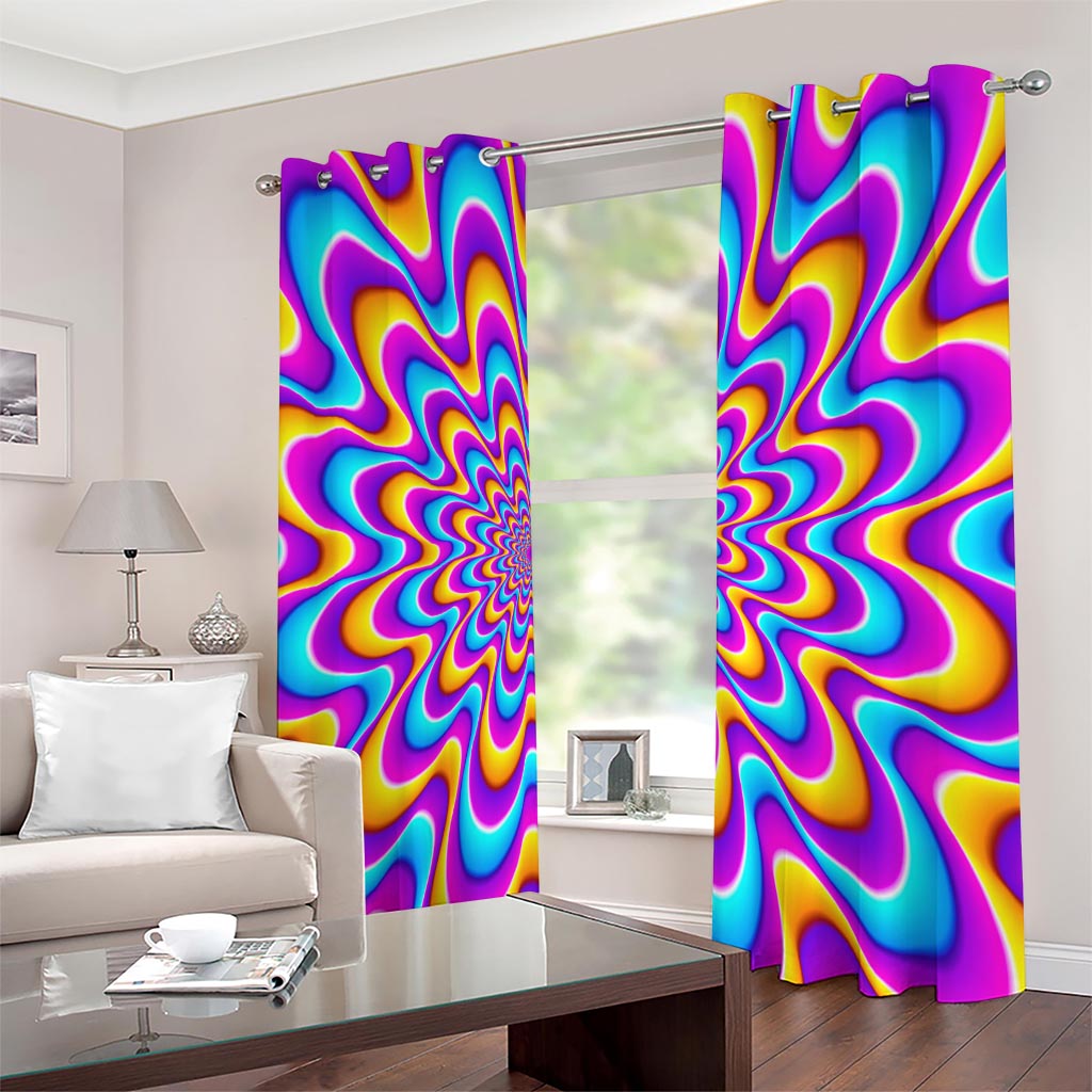 Splashing Colors Moving Optical Illusion Extra Wide Grommet Curtains