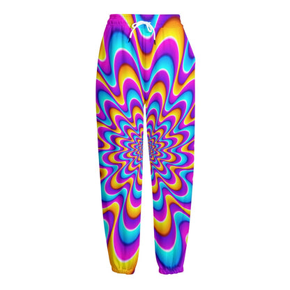 Splashing Colors Moving Optical Illusion Fleece Lined Knit Pants