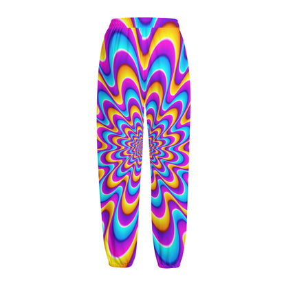 Splashing Colors Moving Optical Illusion Fleece Lined Knit Pants