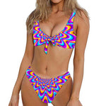 Splashing Colors Moving Optical Illusion Front Bow Tie Bikini