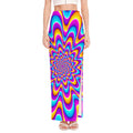 Splashing Colors Moving Optical Illusion High Slit Maxi Skirt