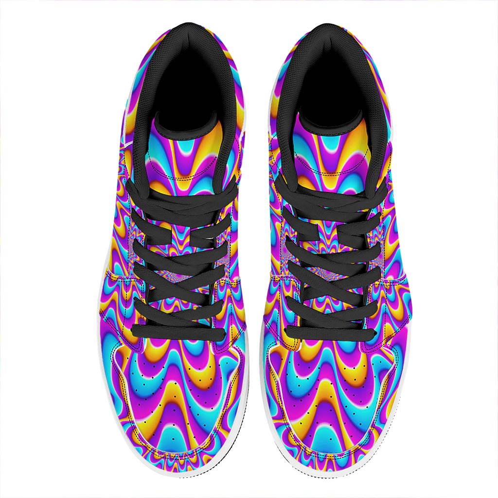 Splashing Colors Moving Optical Illusion High Top Leather Sneakers