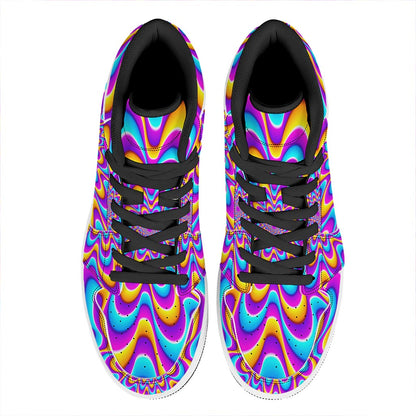Splashing Colors Moving Optical Illusion High Top Leather Sneakers