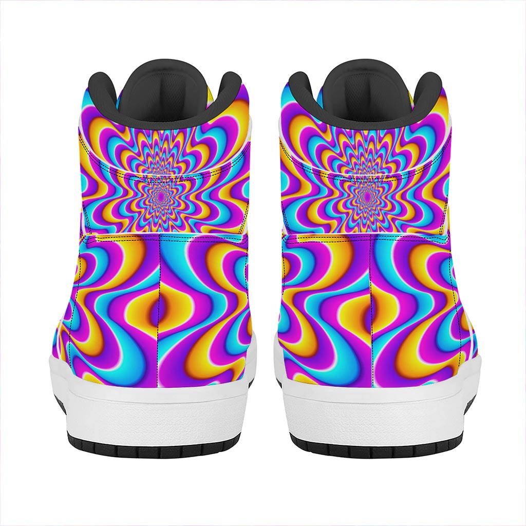 Splashing Colors Moving Optical Illusion High Top Leather Sneakers
