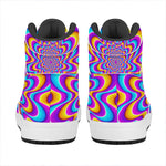 Splashing Colors Moving Optical Illusion High Top Leather Sneakers