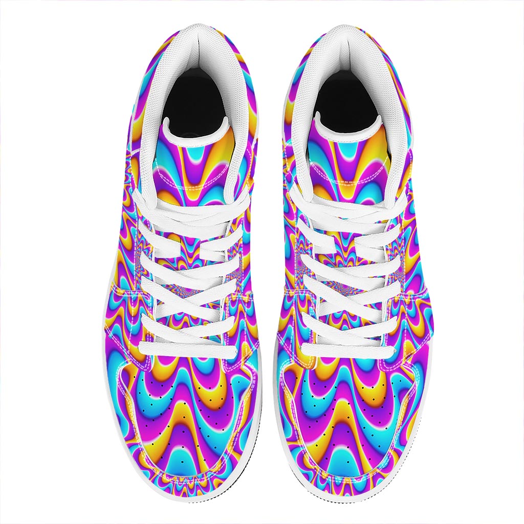 Splashing Colors Moving Optical Illusion High Top Leather Sneakers