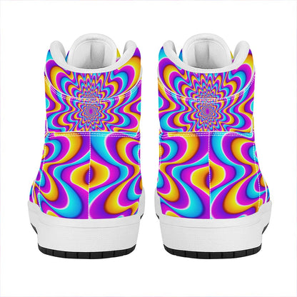 Splashing Colors Moving Optical Illusion High Top Leather Sneakers