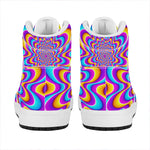Splashing Colors Moving Optical Illusion High Top Leather Sneakers