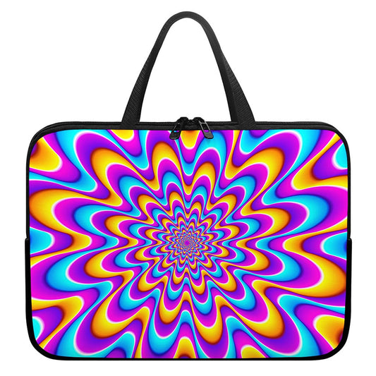 Splashing Colors Moving Optical Illusion Laptop Sleeve With Handle
