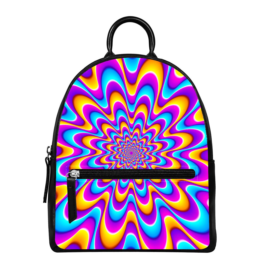 Splashing Colors Moving Optical Illusion Leather Backpack