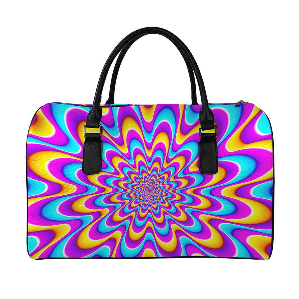 Splashing Colors Moving Optical Illusion Leather Duffle Bag