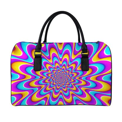 Splashing Colors Moving Optical Illusion Leather Duffle Bag
