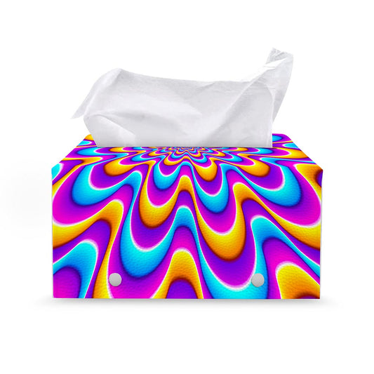 Splashing Colors Moving Optical Illusion Leather Tissue Box Cover